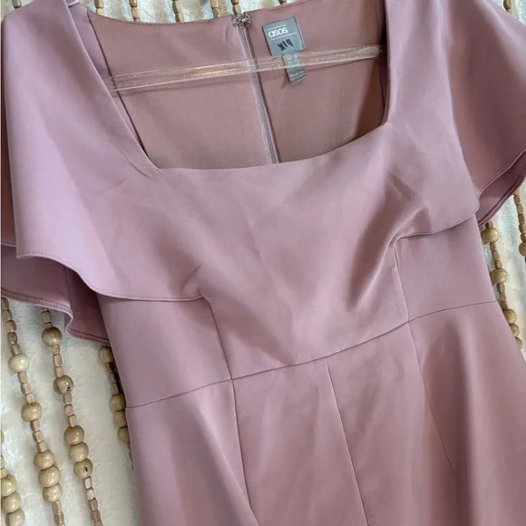 ASOS Pink Short Sleeve Midi Square Neck Cocktail Professional Contemporary Dress - Picture 3 of 8